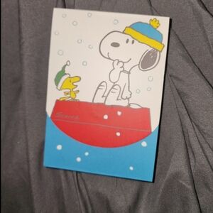 New Hallmark Peanuts Snoopy & Woodstock Snowy Christmas Bifold Memo Pad 75 pcs